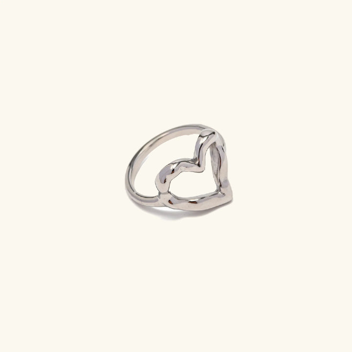 Gold-Plated Heart Ring with Stainless Steel