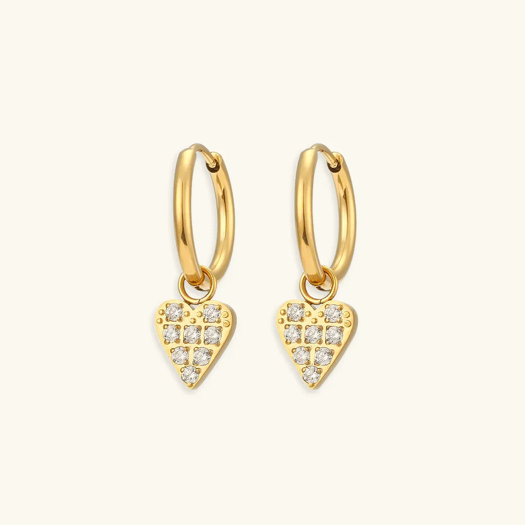 Gold-Plated Diamond Drop Hoop Earrings For Women