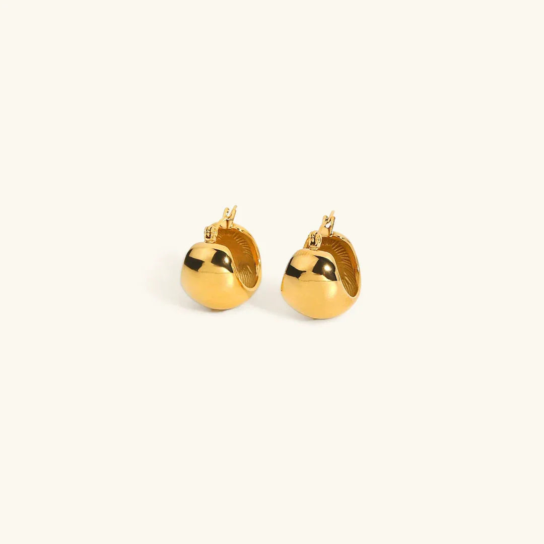 Gold-Plated Dome Huggie Earrings for Women