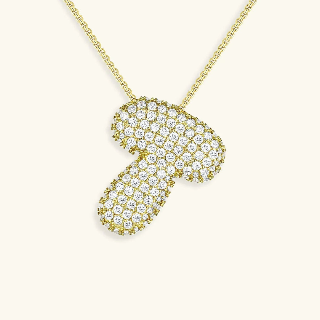 Gold-Plated Bubble Initial Diamond Necklace