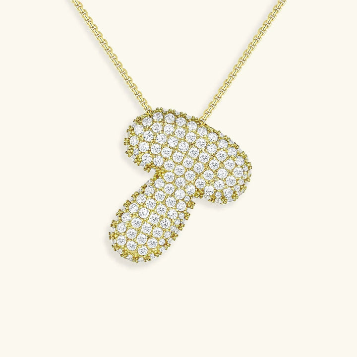 Gold-Plated Bubble Initial Diamond Necklace