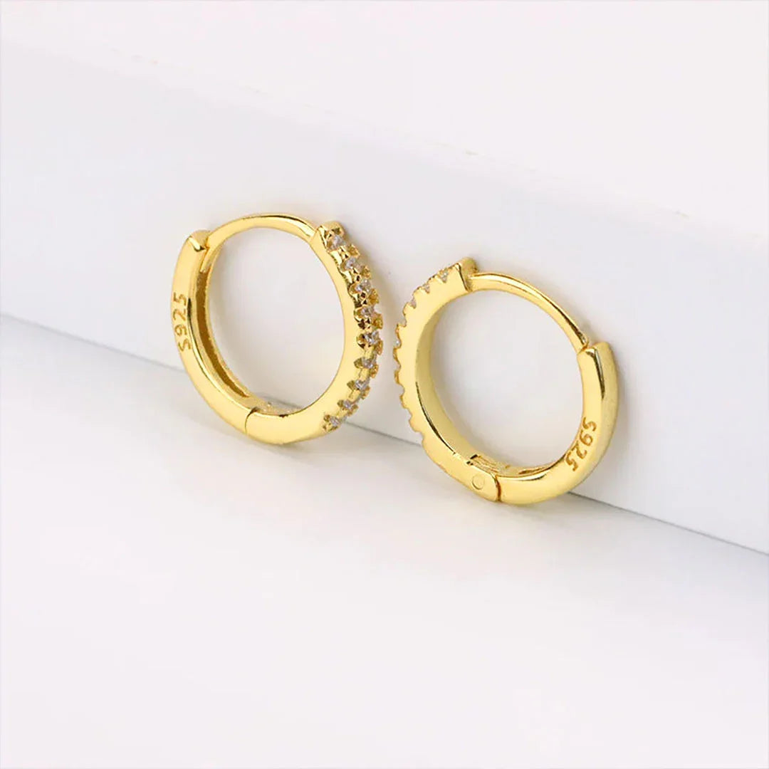 Gold-Plated CZ Petite Huggie Earrings