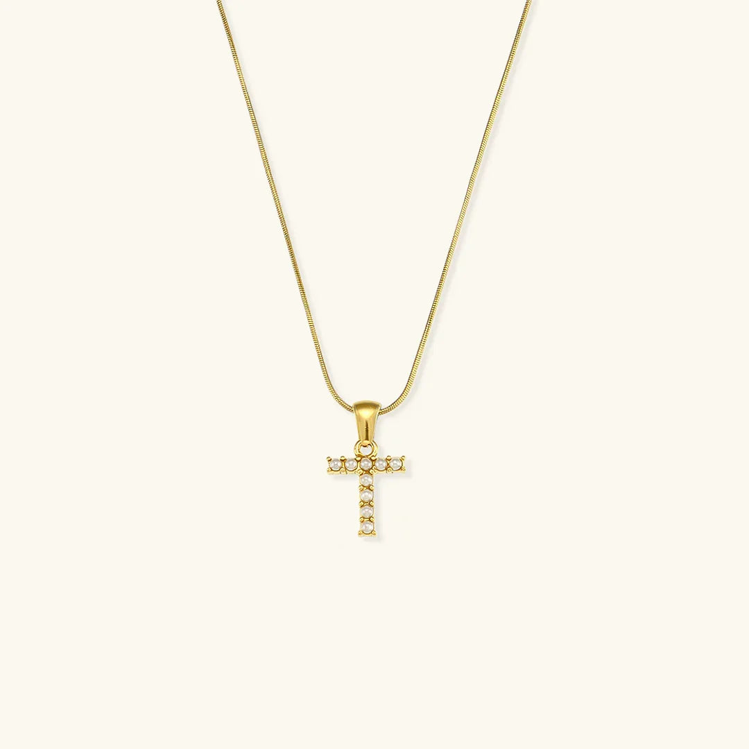 Gold-Plated Initial Letter Necklace with Freshwater Pearls