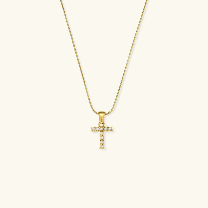 Gold-Plated Initial Letter Necklace with Freshwater Pearls