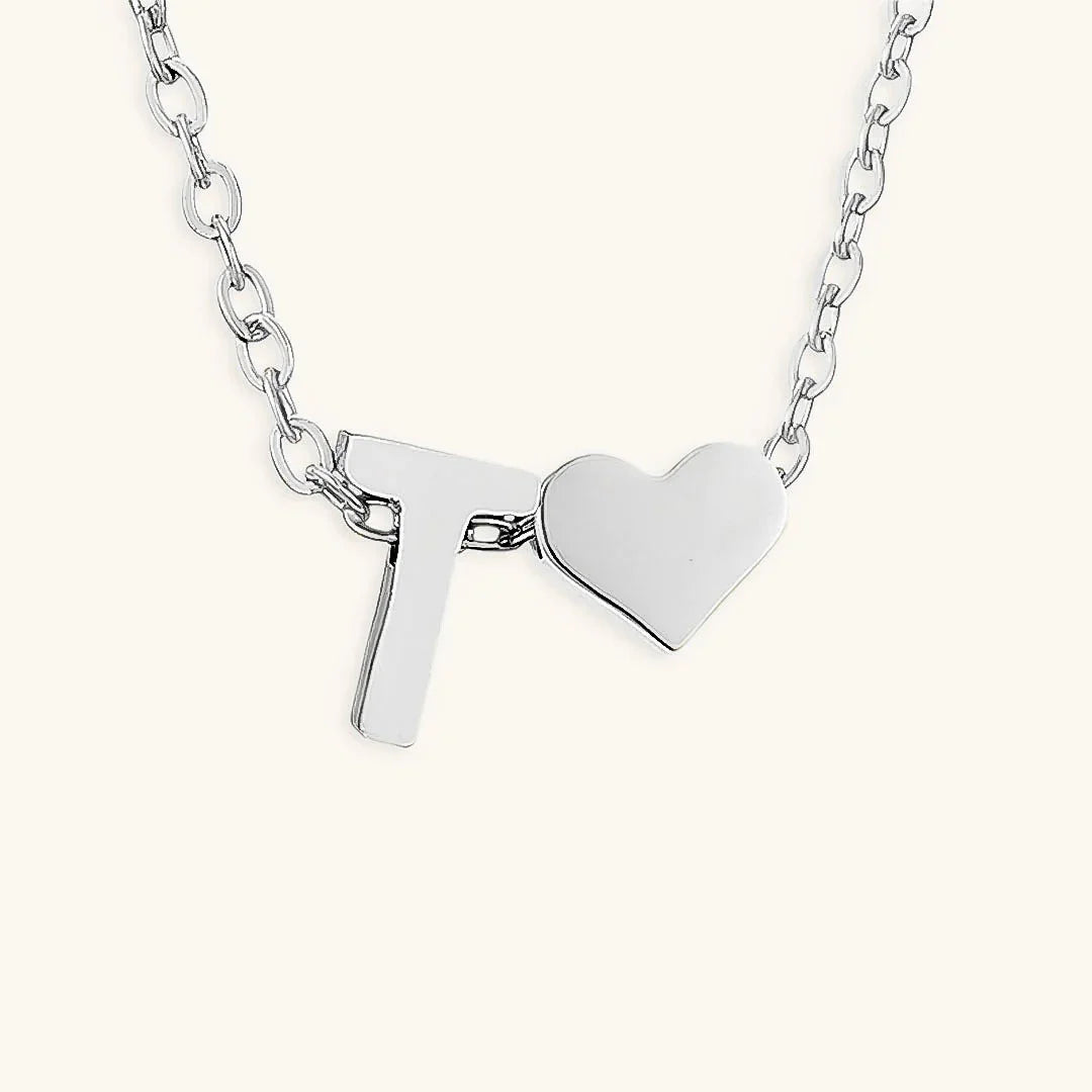 Gold-Plated Initial Heart Pendant Necklace
