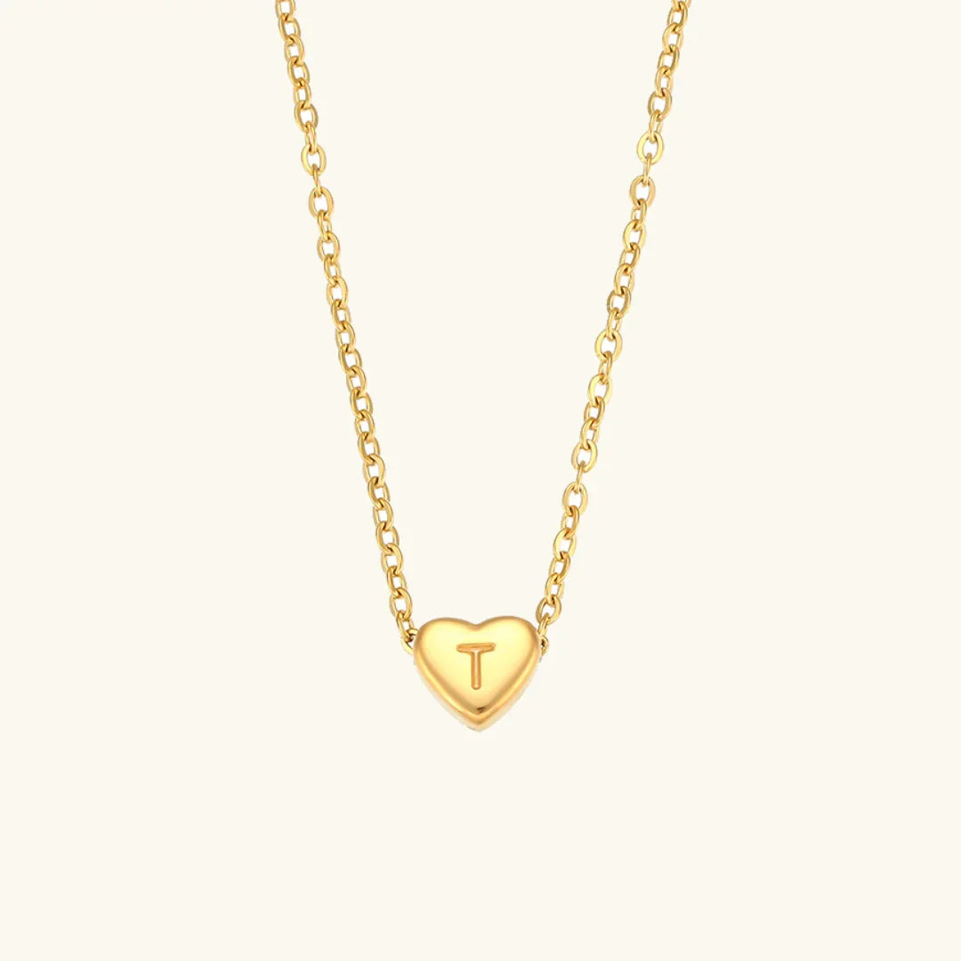 Gold-Plated Heart Initial Necklace