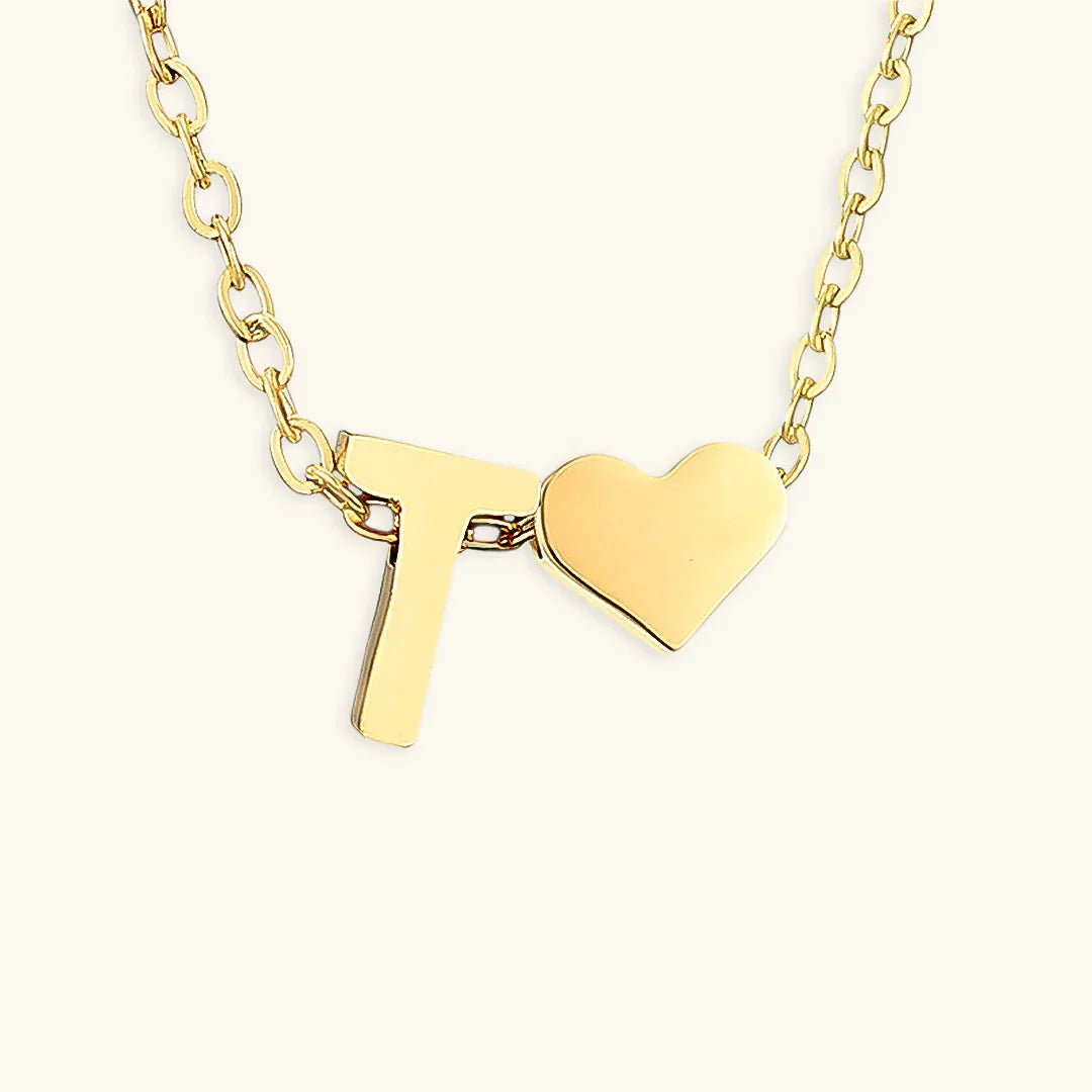 Gold-Plated Initial Heart Pendant Necklace