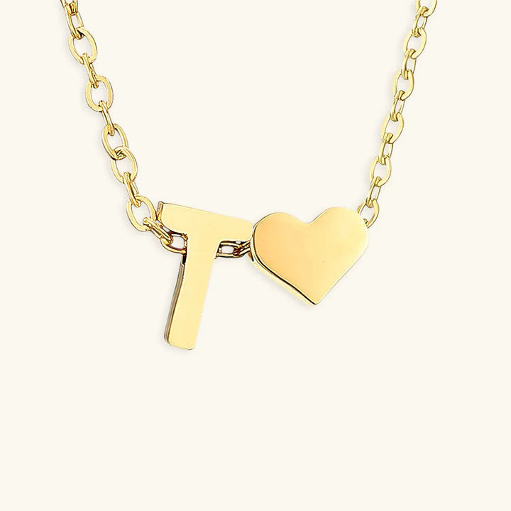 Gold-Plated Initial Heart Pendant Necklace