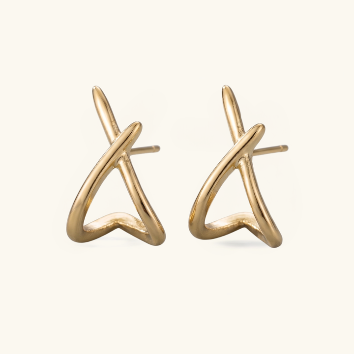 Two-Tone Crisscross Stud Earrings for Women