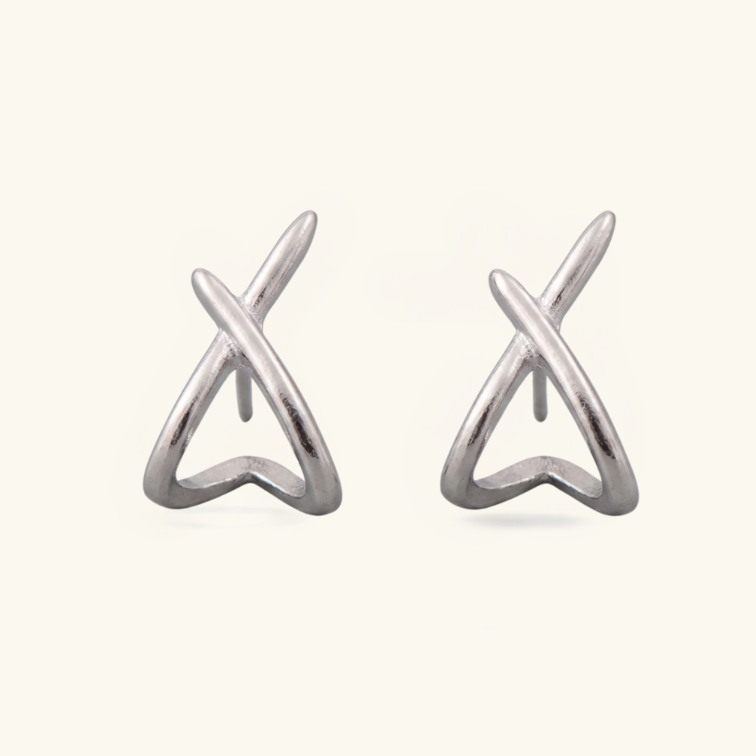 Two-Tone Crisscross Stud Earrings for Women