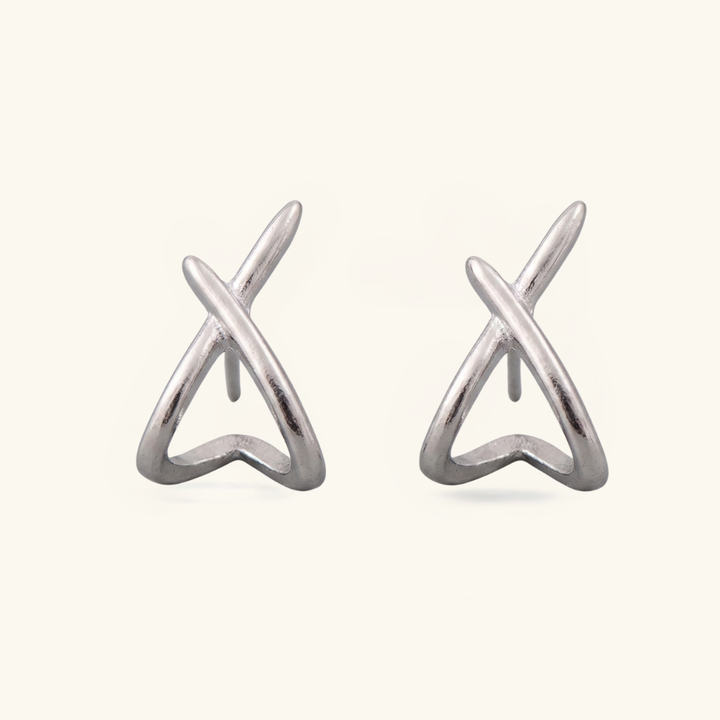 Two-Tone Crisscross Stud Earrings for Women