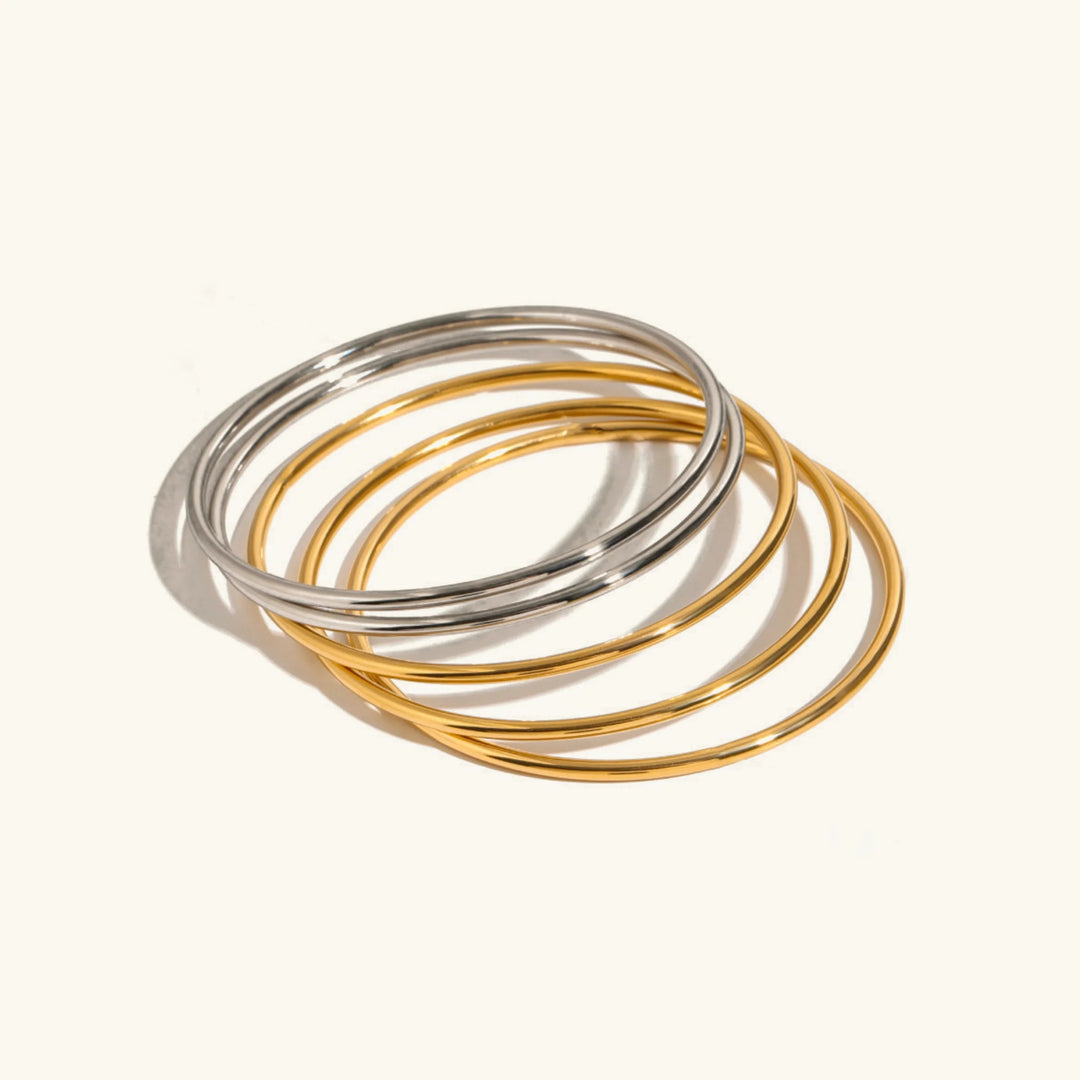 Gold-Plated Stackable Bangle Set for Women