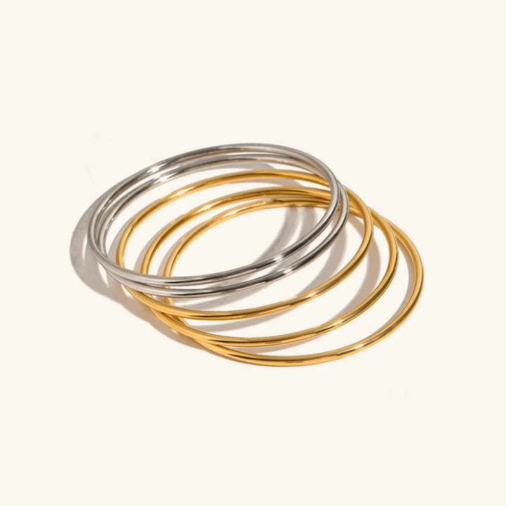 Gold-Plated Stackable Bangle Set for Women