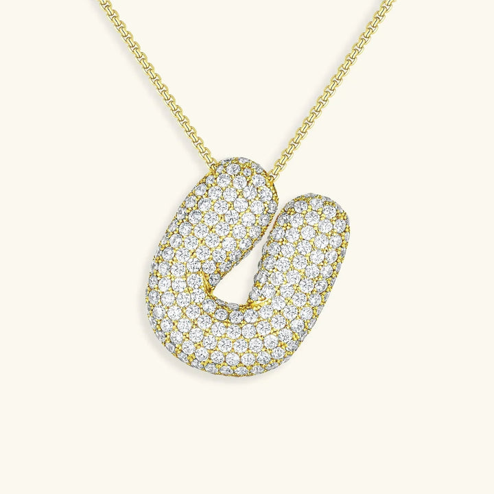 Gold-Plated Bubble Initial Diamond Necklace