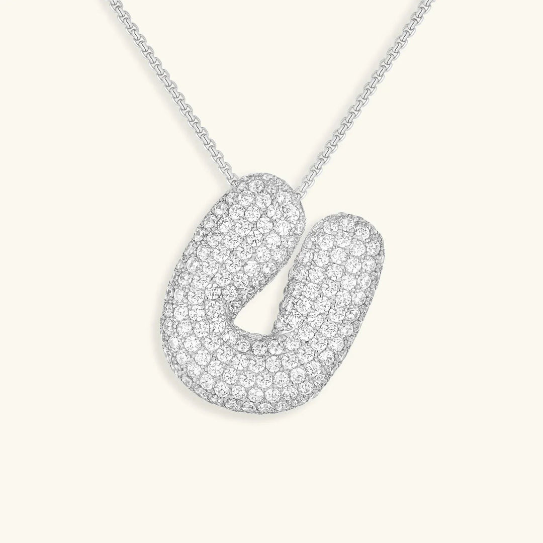 Gold-Plated Bubble Initial Diamond Necklace
