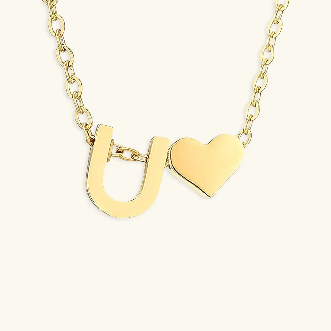 Gold-Plated Initial Heart Pendant Necklace