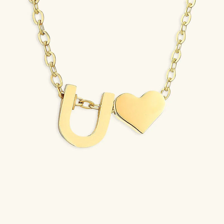 Gold-Plated Initial Heart Pendant Necklace