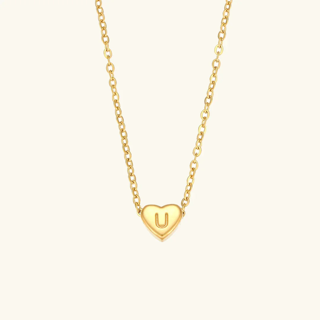 Gold-Plated Heart Initial Necklace