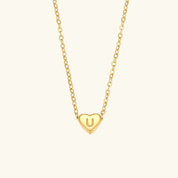 Gold-Plated Heart Initial Necklace
