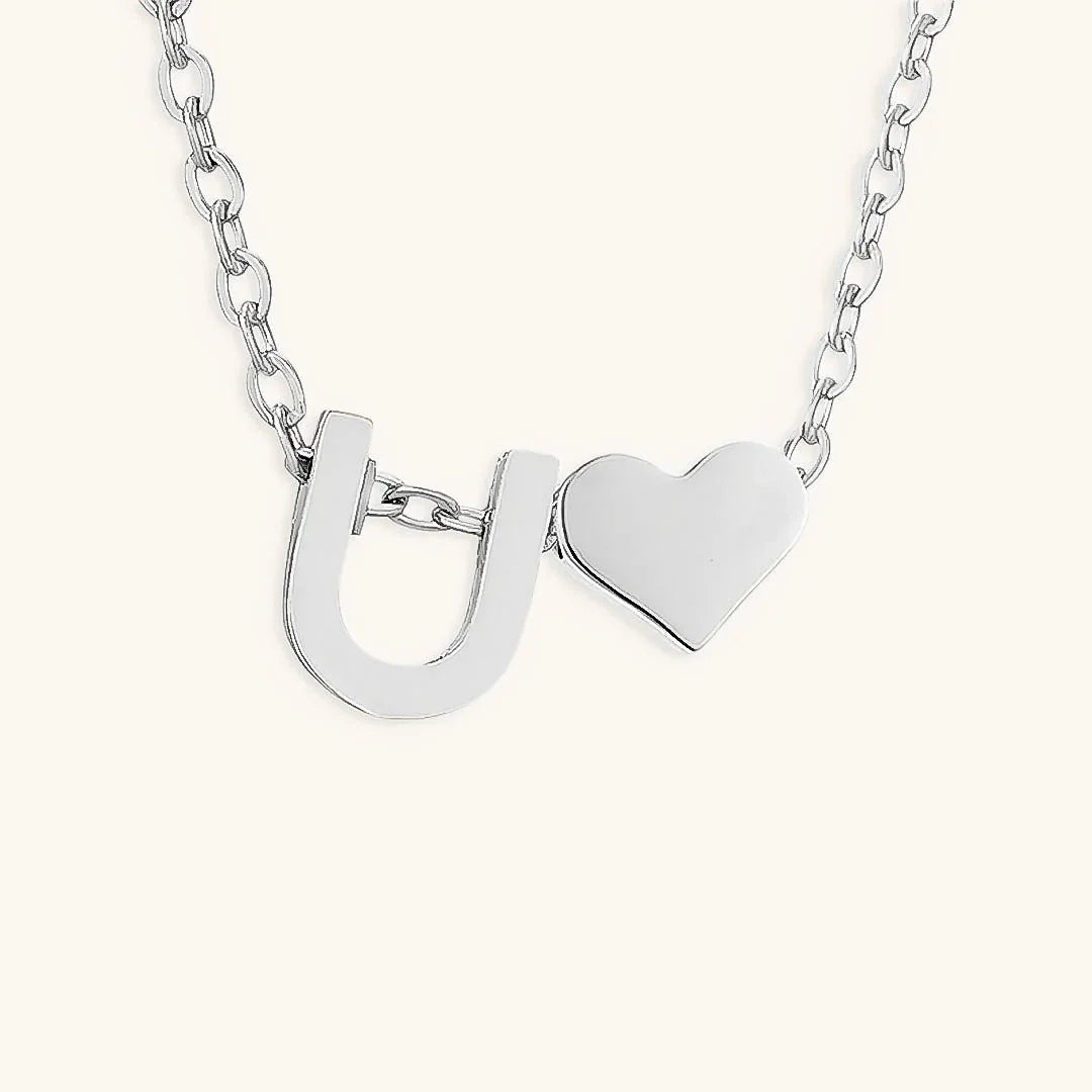 Gold-Plated Initial Heart Pendant Necklace
