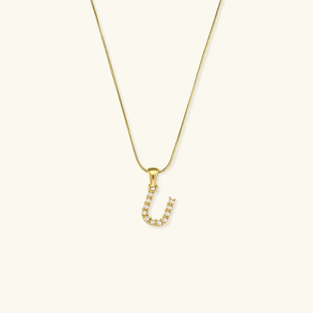 Gold-Plated Initial Letter Necklace with Freshwater Pearls
