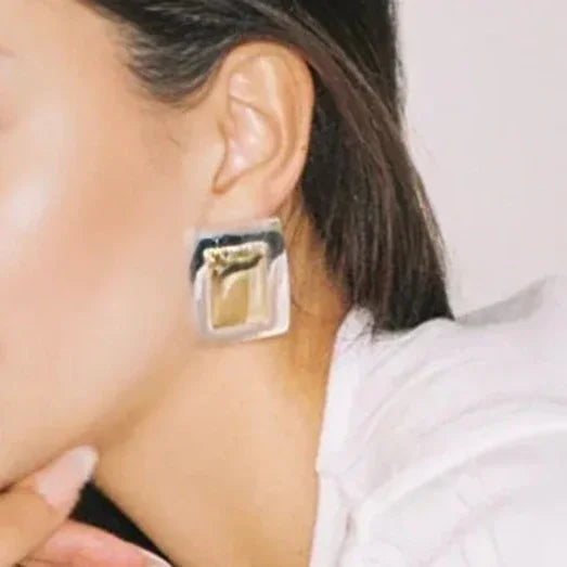 Gold-Plated Silver-Tone Stud Earrings for Women