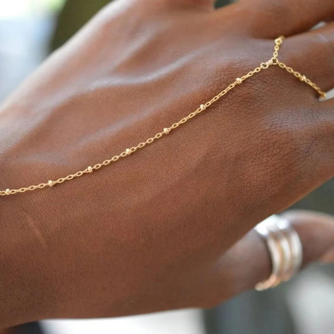 Gold-Plated Chain Bracelet with Hoop Pendant