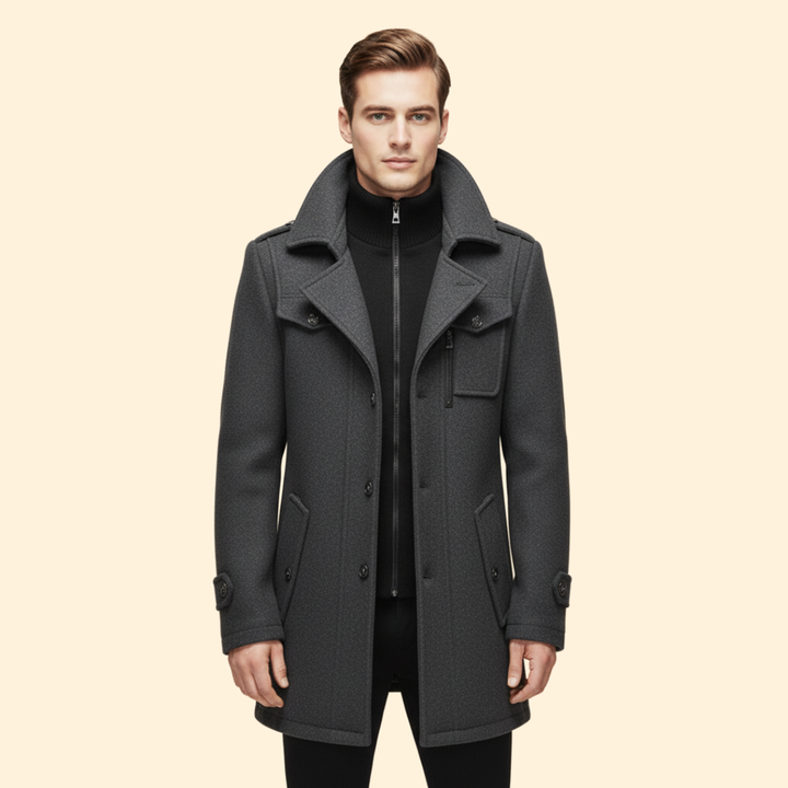 Men’s Coat with Layered Closure