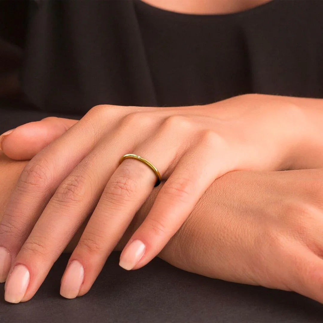 Gold-Plated CZ Minimalist Ring For Women