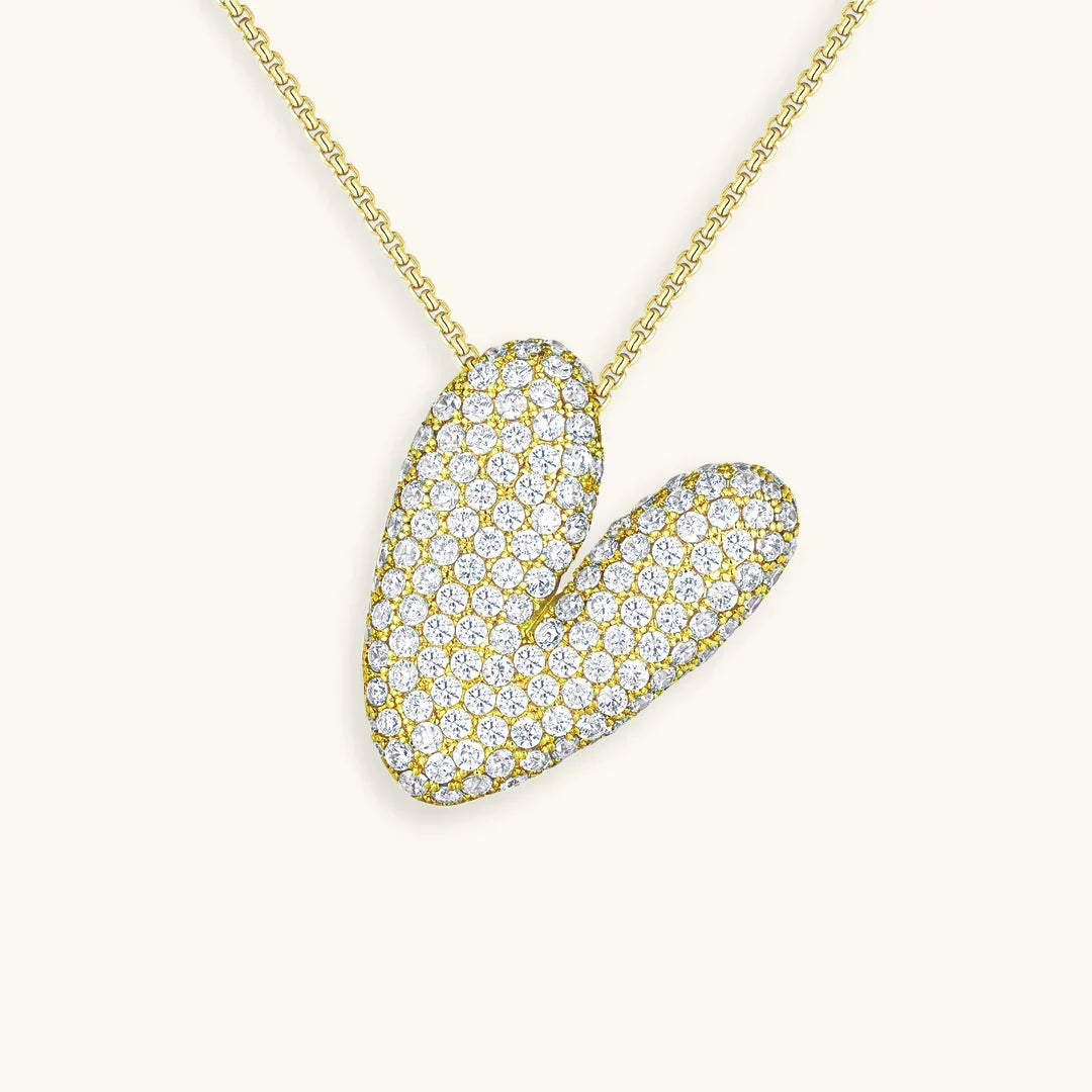 Gold-Plated Bubble Initial Diamond Necklace