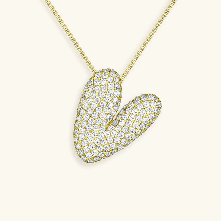 Gold-Plated Bubble Initial Diamond Necklace