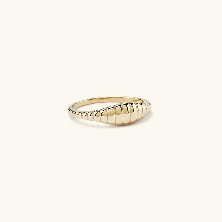 Gold-Plated Ribbed Dome Ring for Women