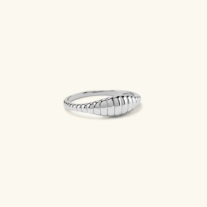 Gold-Plated Ribbed Dome Ring for Women