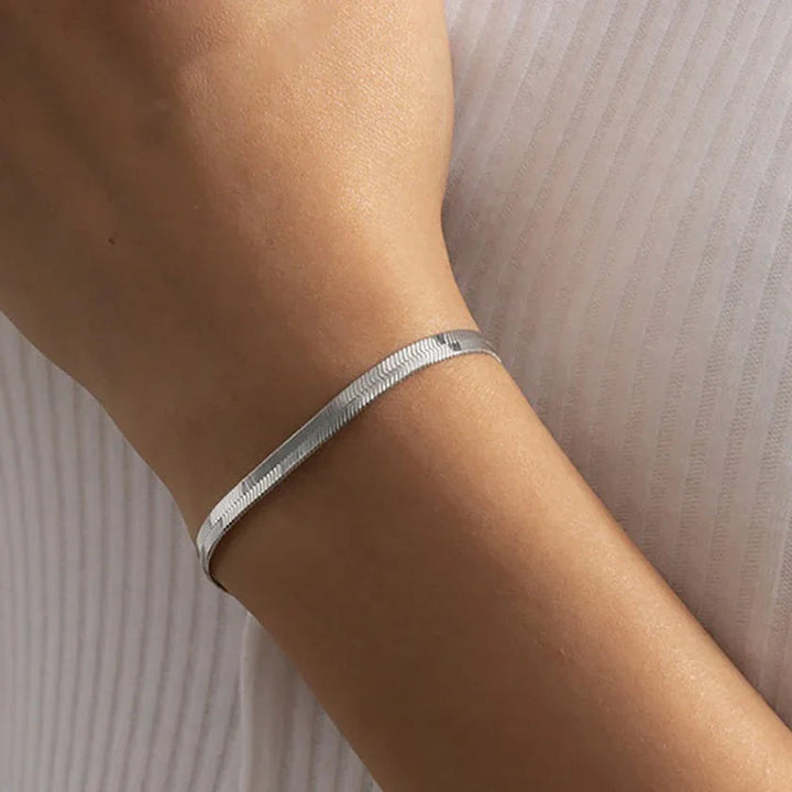 Gold-Plated Flat Chain Bracelet for Women