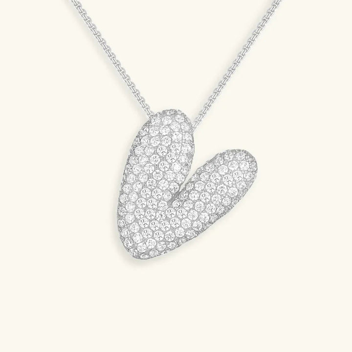 Gold-Plated Bubble Initial Diamond Necklace