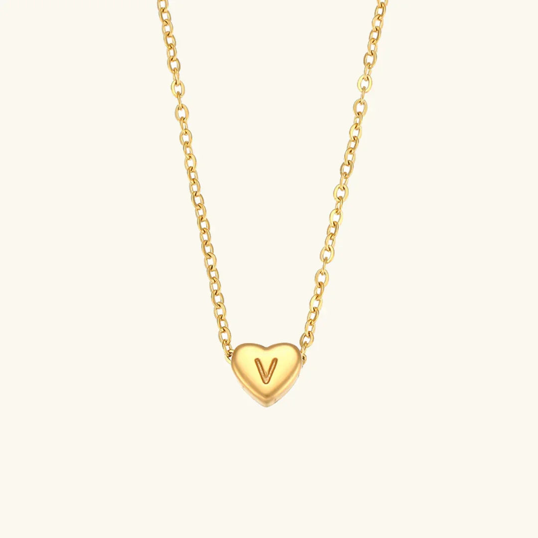 Gold-Plated Heart Initial Necklace