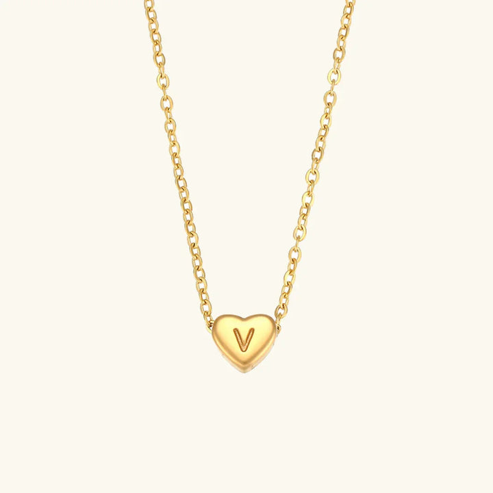Gold-Plated Heart Initial Necklace