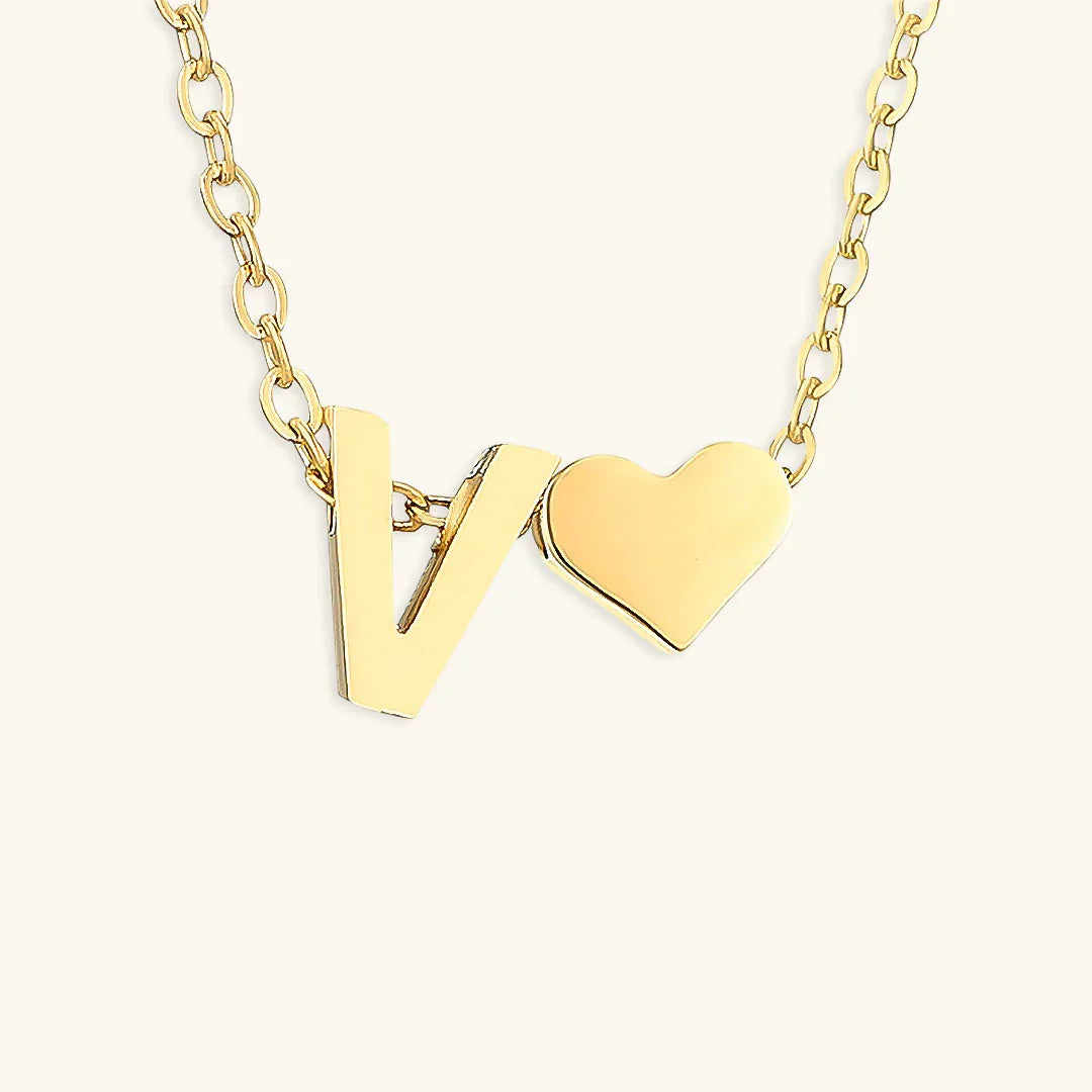 Gold-Plated Initial Heart Pendant Necklace