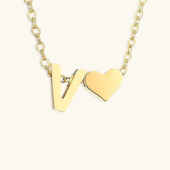 Gold-Plated Initial Heart Pendant Necklace