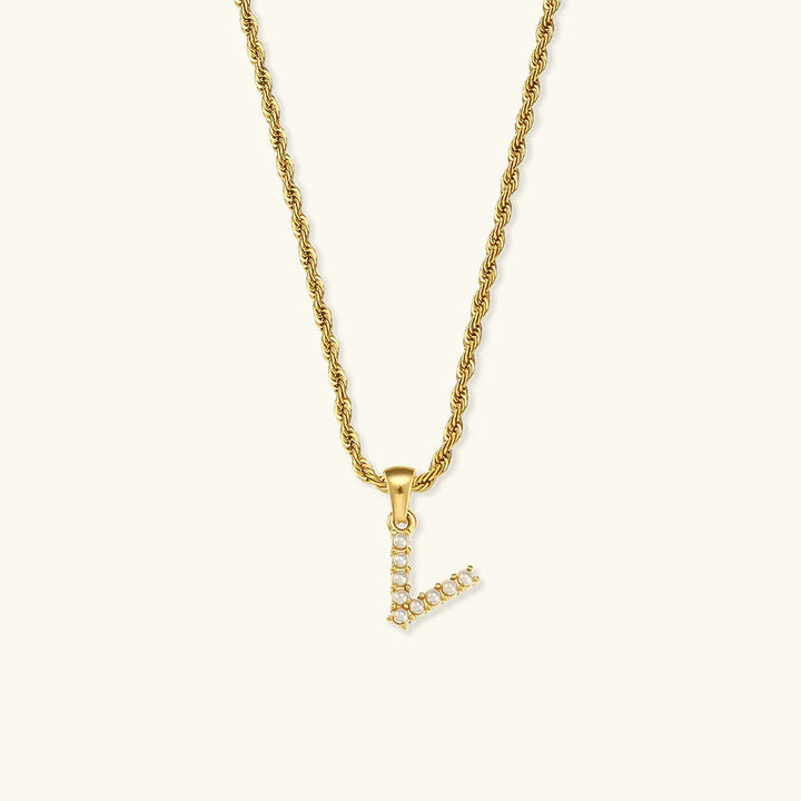 Gold-Plated Initial Letter Necklace with Freshwater Pearls