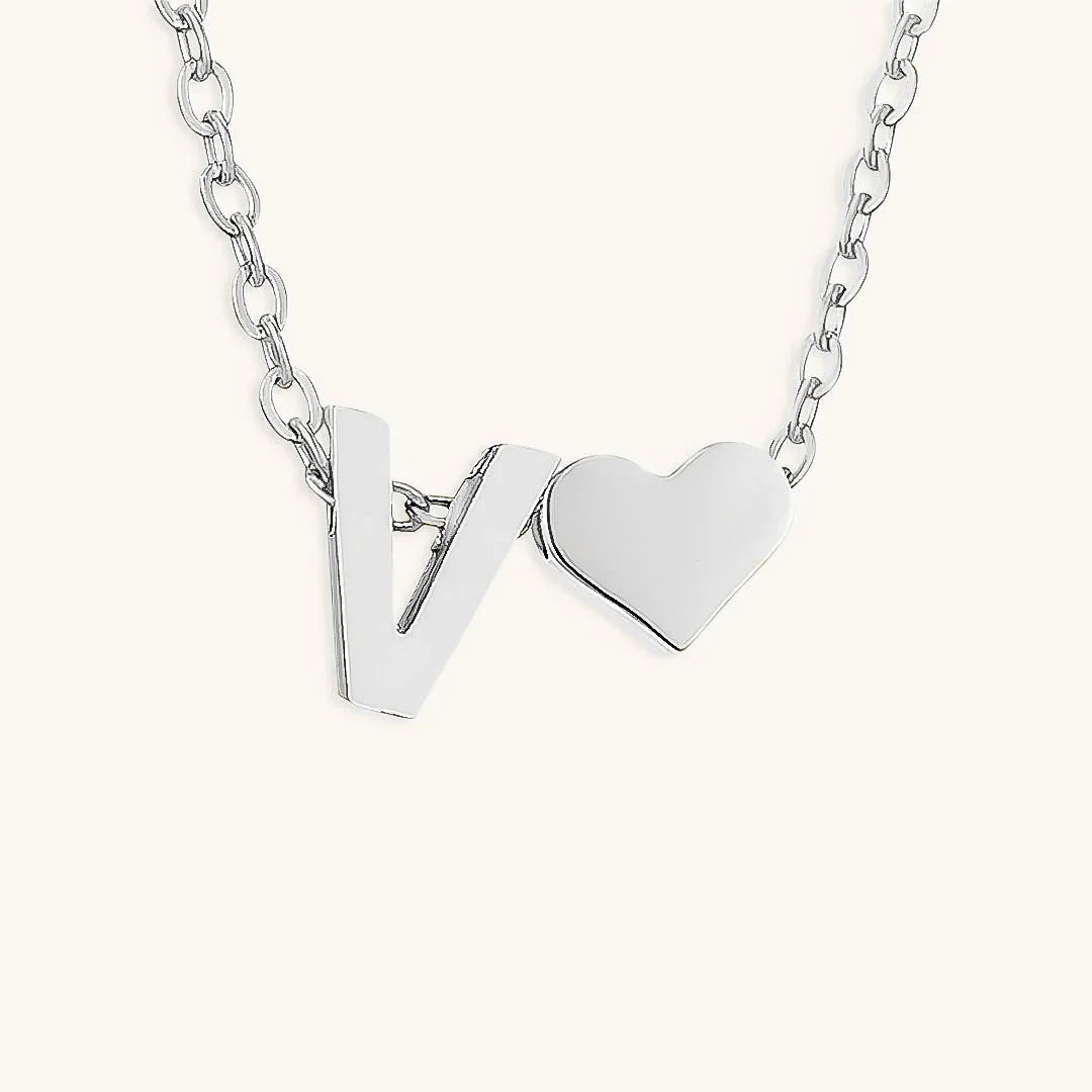 Gold-Plated Initial Heart Pendant Necklace