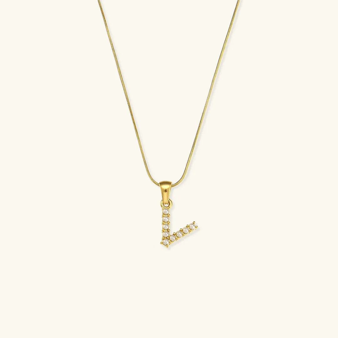 Gold-Plated Initial Letter Necklace with Freshwater Pearls