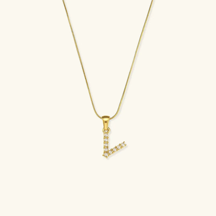 Gold-Plated Initial Letter Necklace with Freshwater Pearls