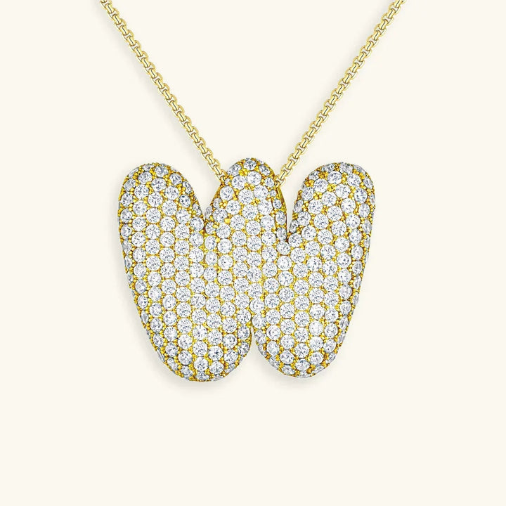Gold-Plated Bubble Initial Diamond Necklace
