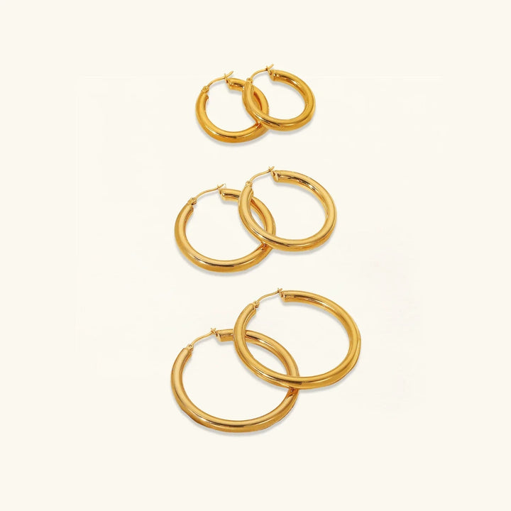 Gold-Plated Wide Hoop Earrings