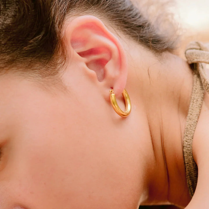 Gold-Plated Wide Hoop Earrings
