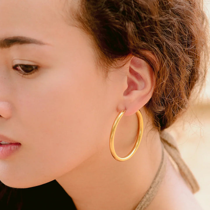 Gold-Plated Wide Hoop Earrings