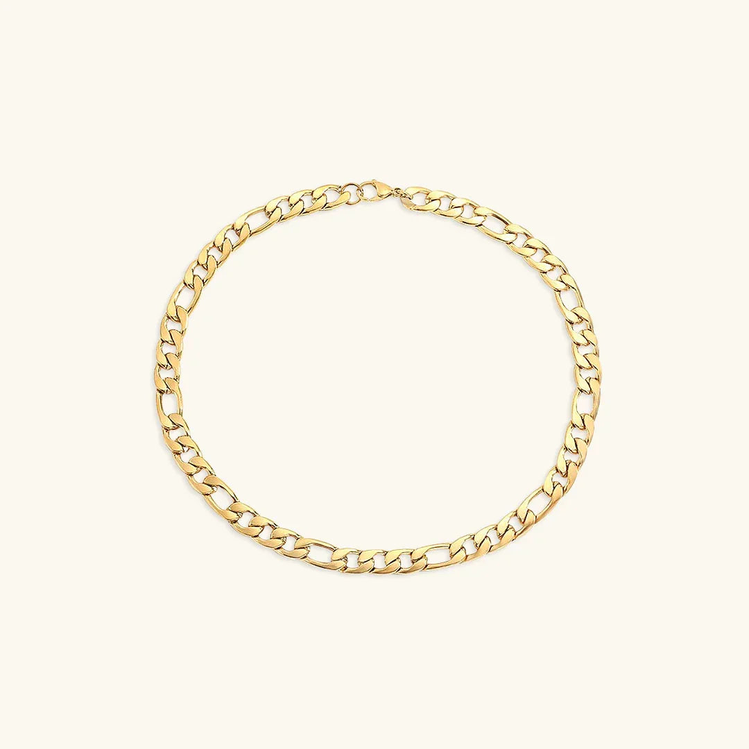 Gold-Plated Alternating Link Chain Necklace