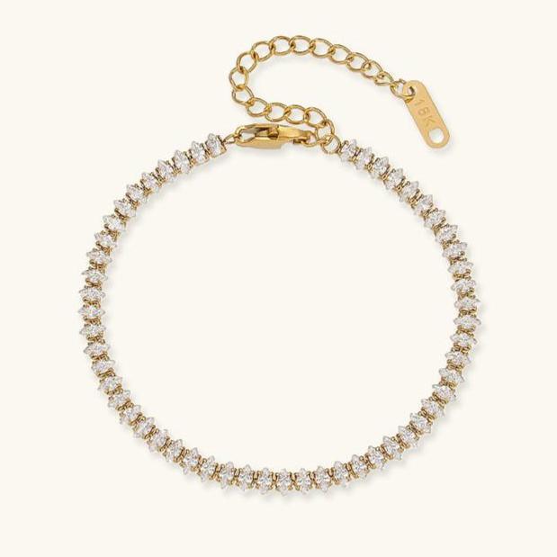 Gold-Plated Diamond Tennis Bracelet For Women