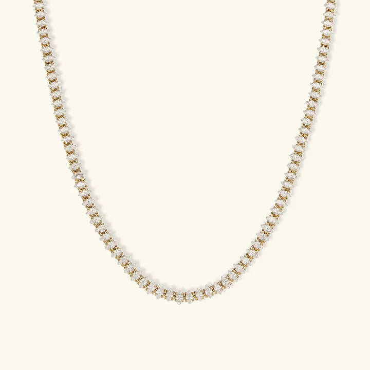 Gold-Plated Diamond Tennis Necklace For Women